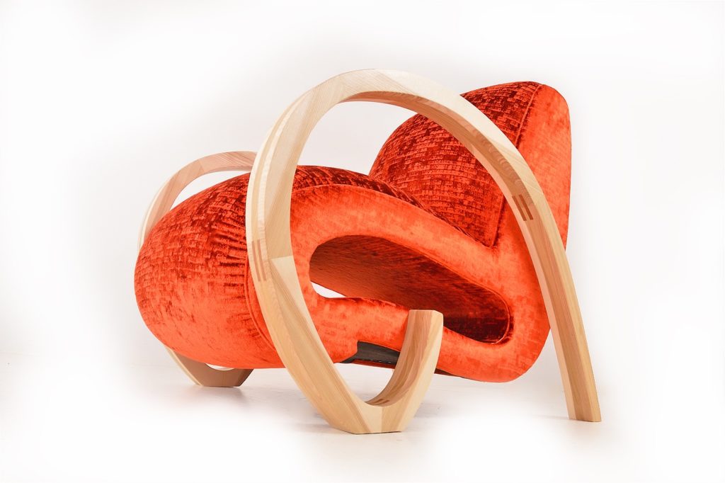 fauteuils design velours orange paris